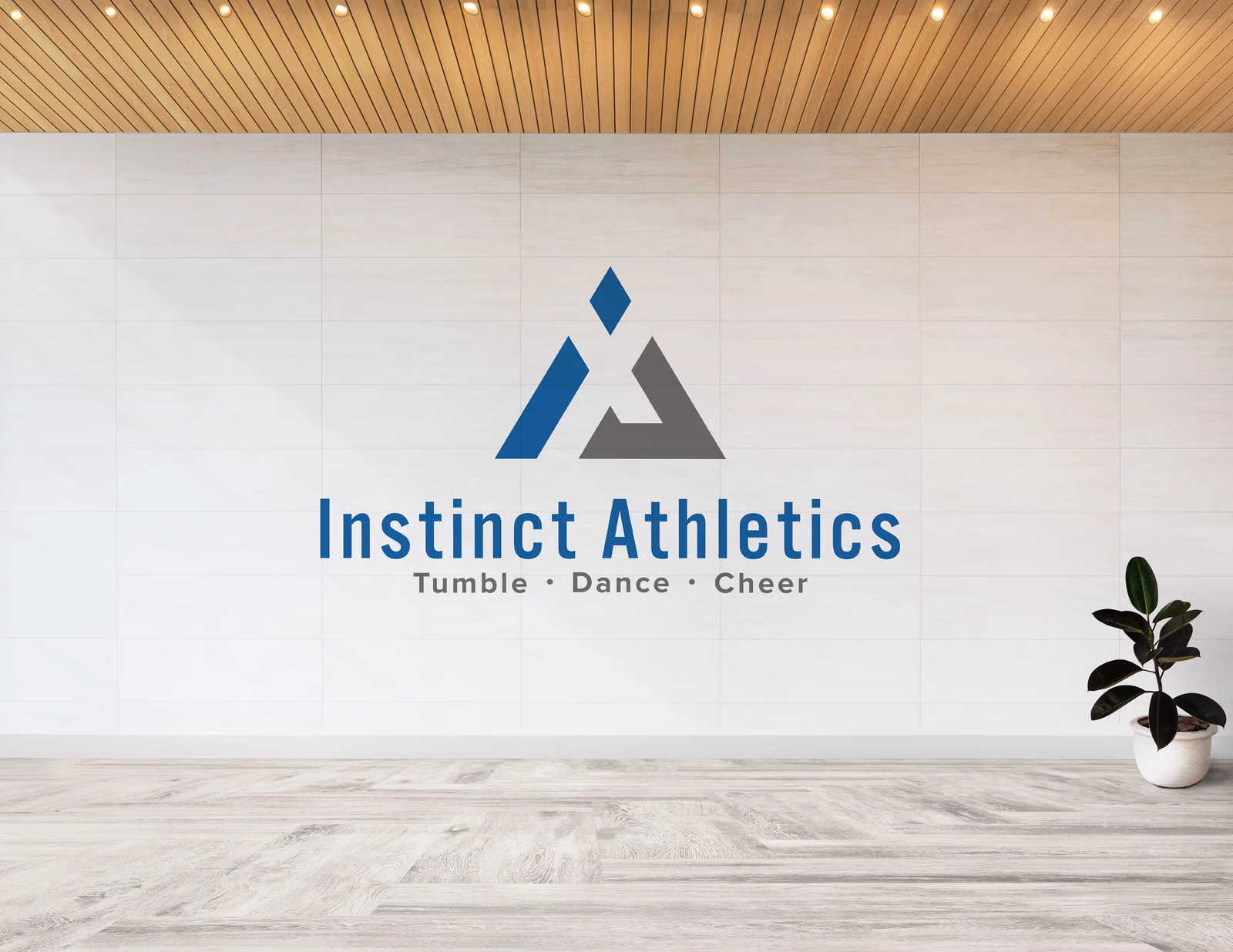 Instinct Athletics environmental wall signage mockup designed by Desque