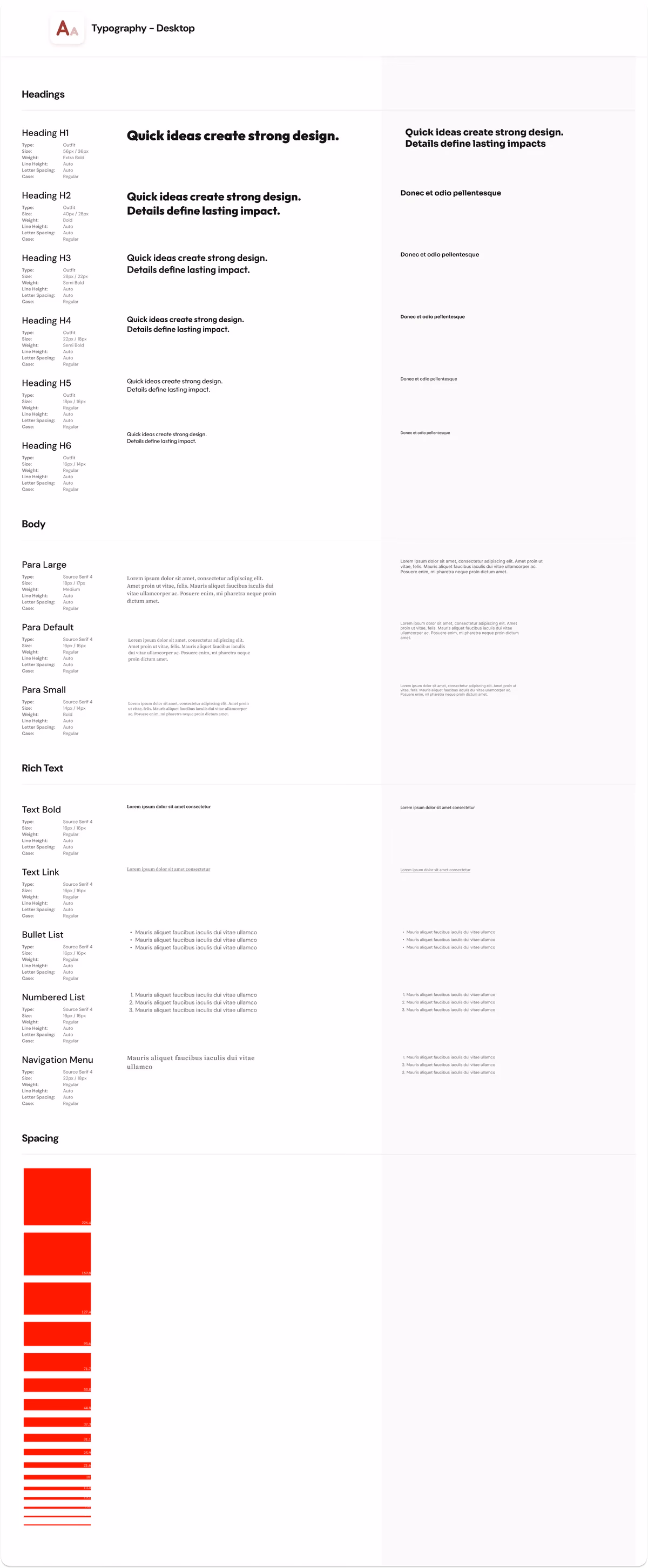 Costa Custom Pools typography system designed by Desque