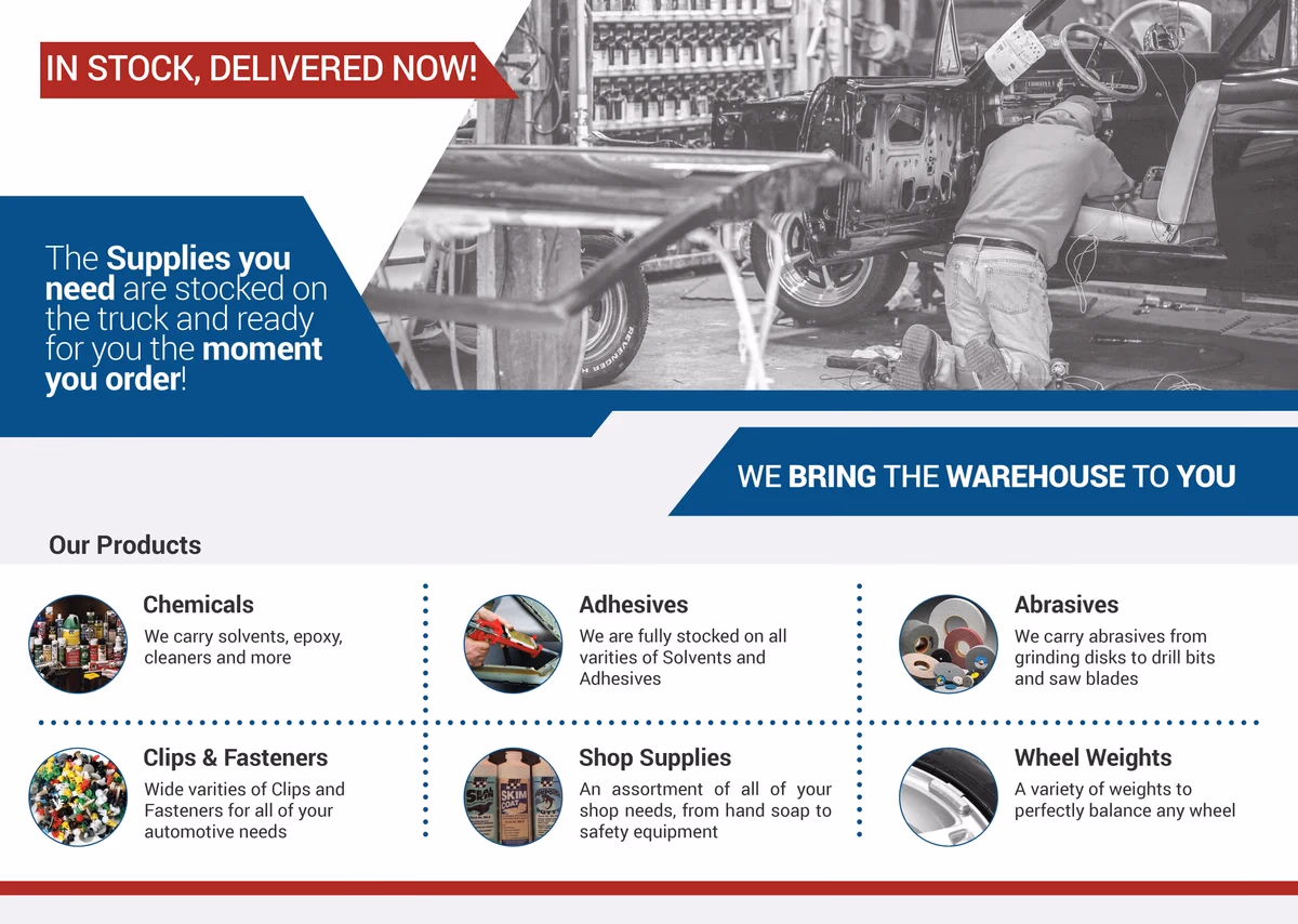 Ready Clips brochure interior designed by Desque, product categories and delivery model layout