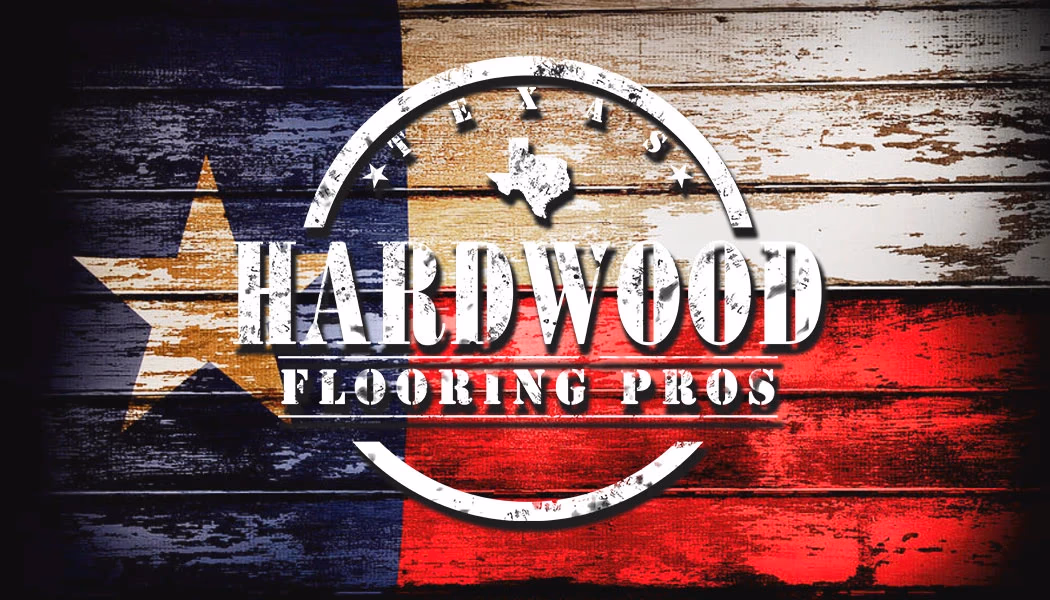 Texas Hardwood Flooring Pros business card back with distressed overlay and brand pattern, designed by Desque