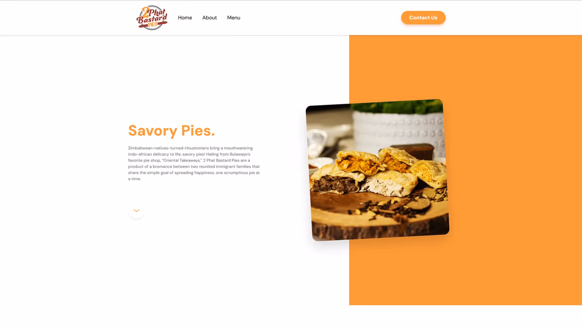 2 Phat Bastard Pies website homepage designed by Desque on Webflow