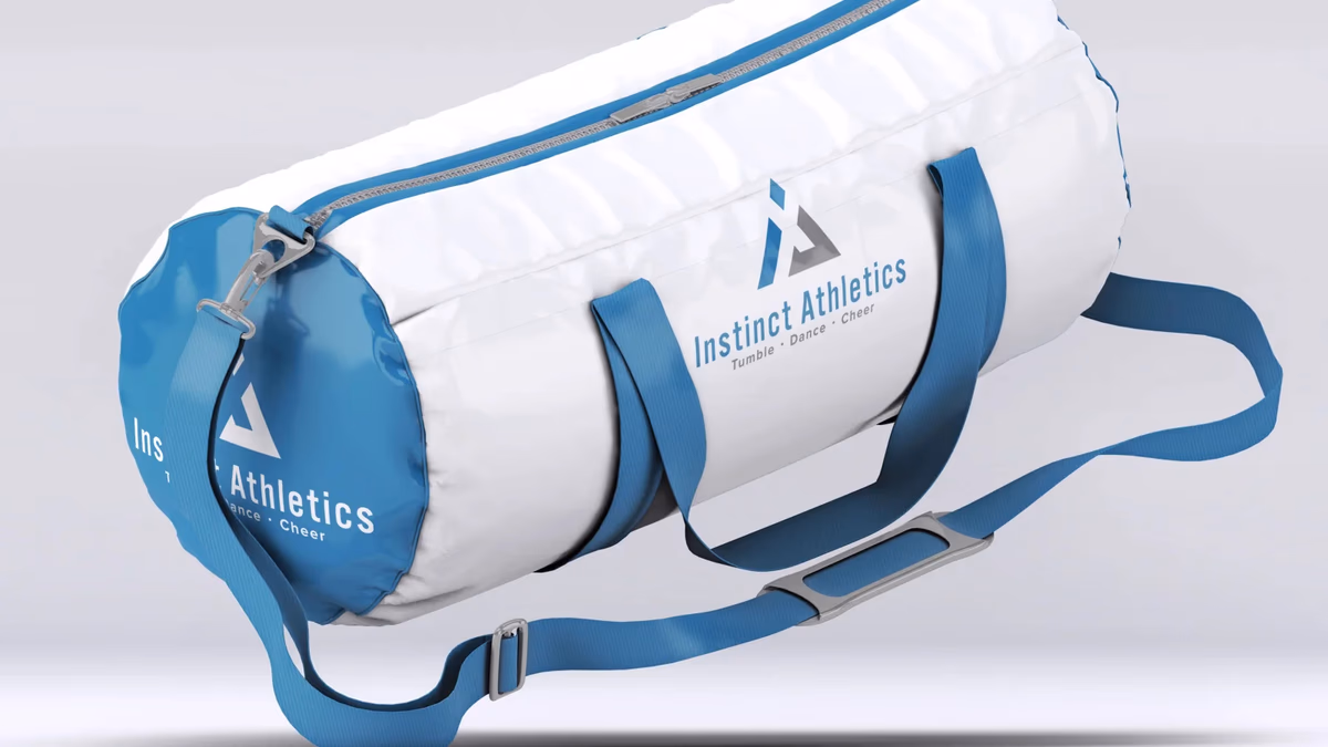Instinct Athletics branded athletic bag mockup designed by Desque