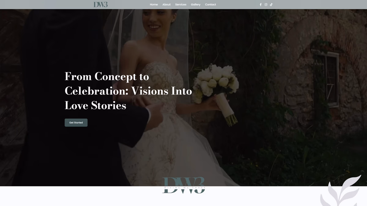 Divine We Three wedding planning brand and website designed by Desque