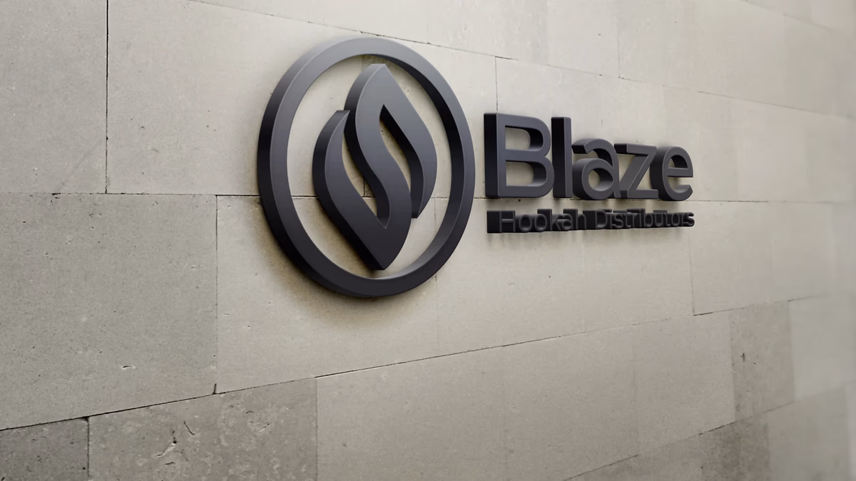 Blaze Hookah Distributors dimensional wall signage designed by Desque