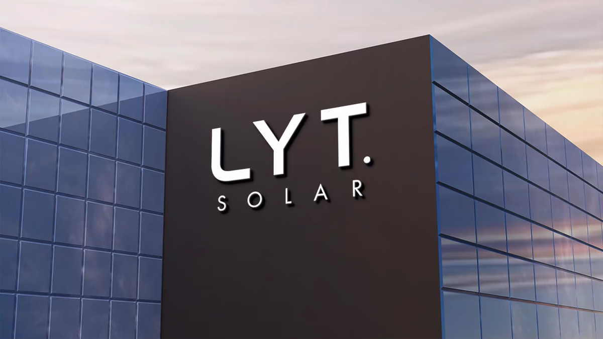 Lyt Solar brand identity on commercial building facade designed by Desque