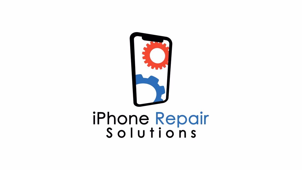 iPhone Repair Solutions promotional flyer designed by Desque, dark branded print with bold white and blue typography