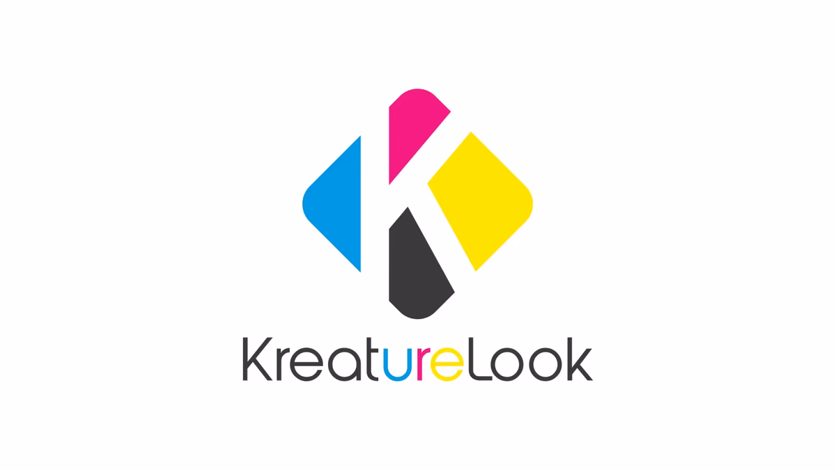 Kreature Look CMYK geometric logo mark with cyan, magenta, yellow, and black forms designed by Desque