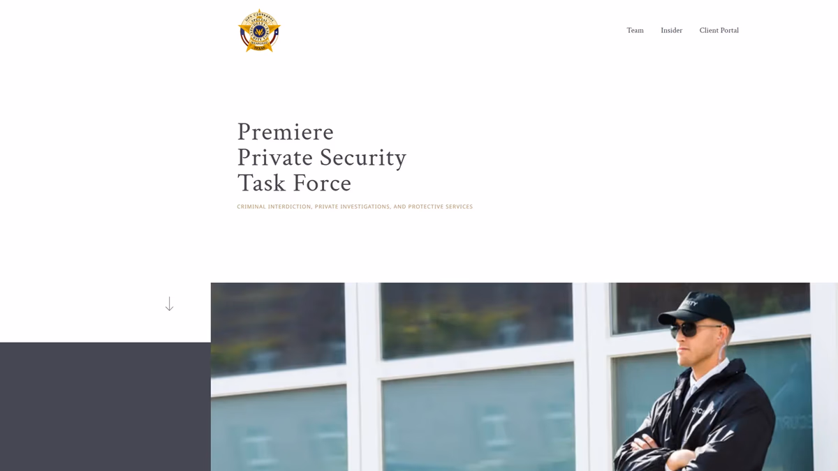 Delta Security Force website homepage designed by Desque, featuring institutional hero and navigation