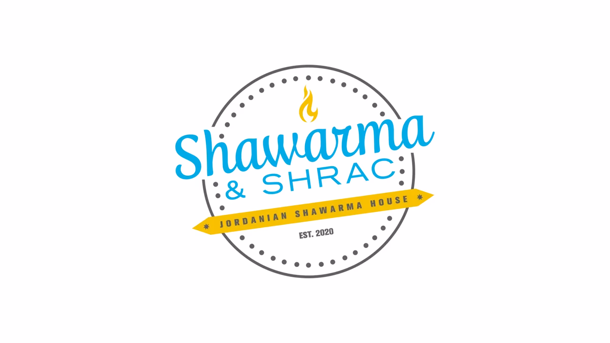 Shawarma & Shrac primary logo mark on dark background, designed by Desque