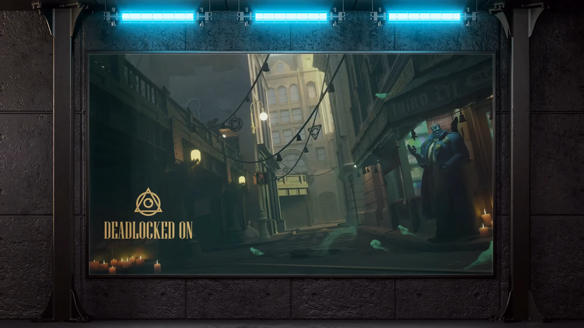 Deadlocked On esports brand identity billboard mockup designed by Desque