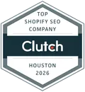 Clutch Top Shopify SEO Company Houston 2026 badge. View Desque's Clutch profile