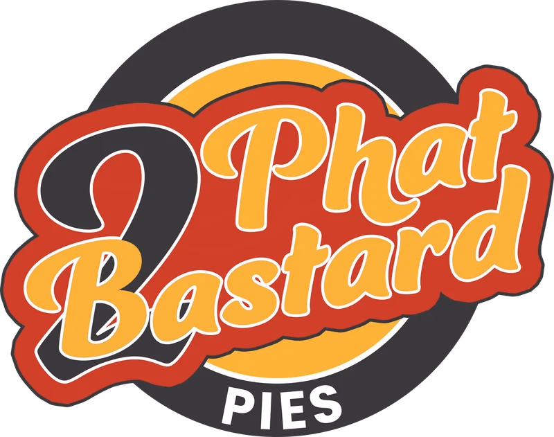 Red circular badge logo concept for 2 Phat Bastard Pies by Desque