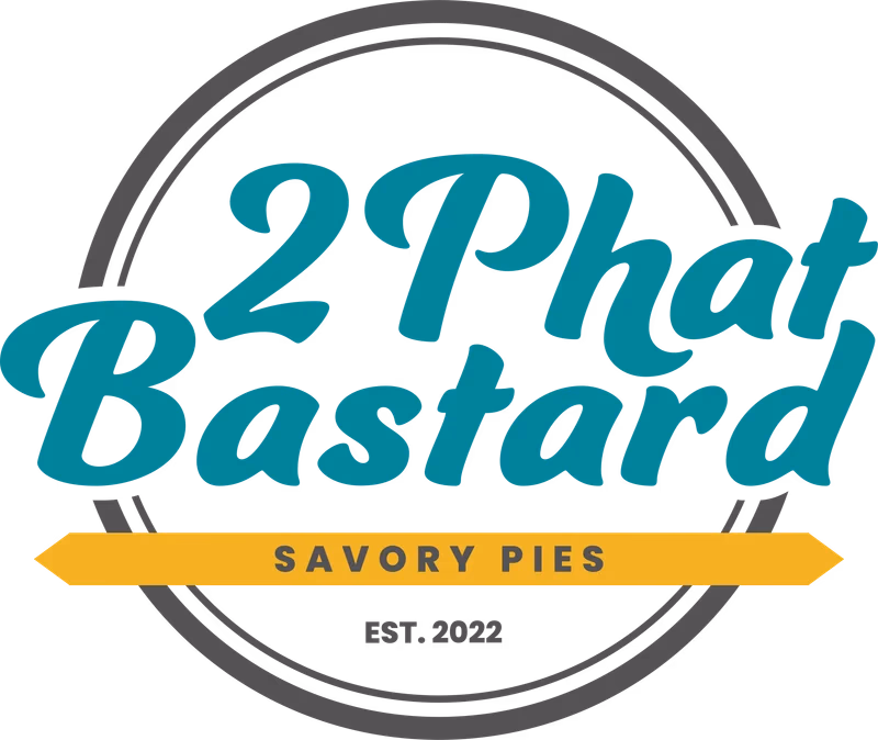 Teal savory pies circular badge concept for 2 Phat Bastard Pies by Desque