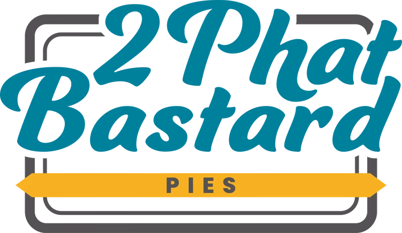 Framed wordmark logo concept for 2 Phat Bastard Pies by Desque
