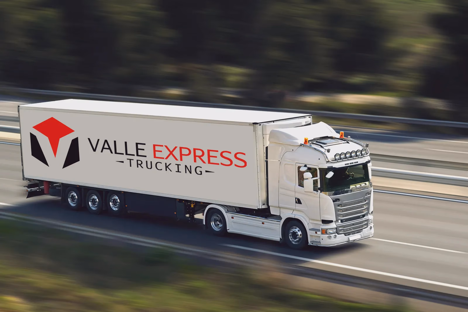 Valle Express Trucking fleet vehicle wrap and logo application designed by Desque