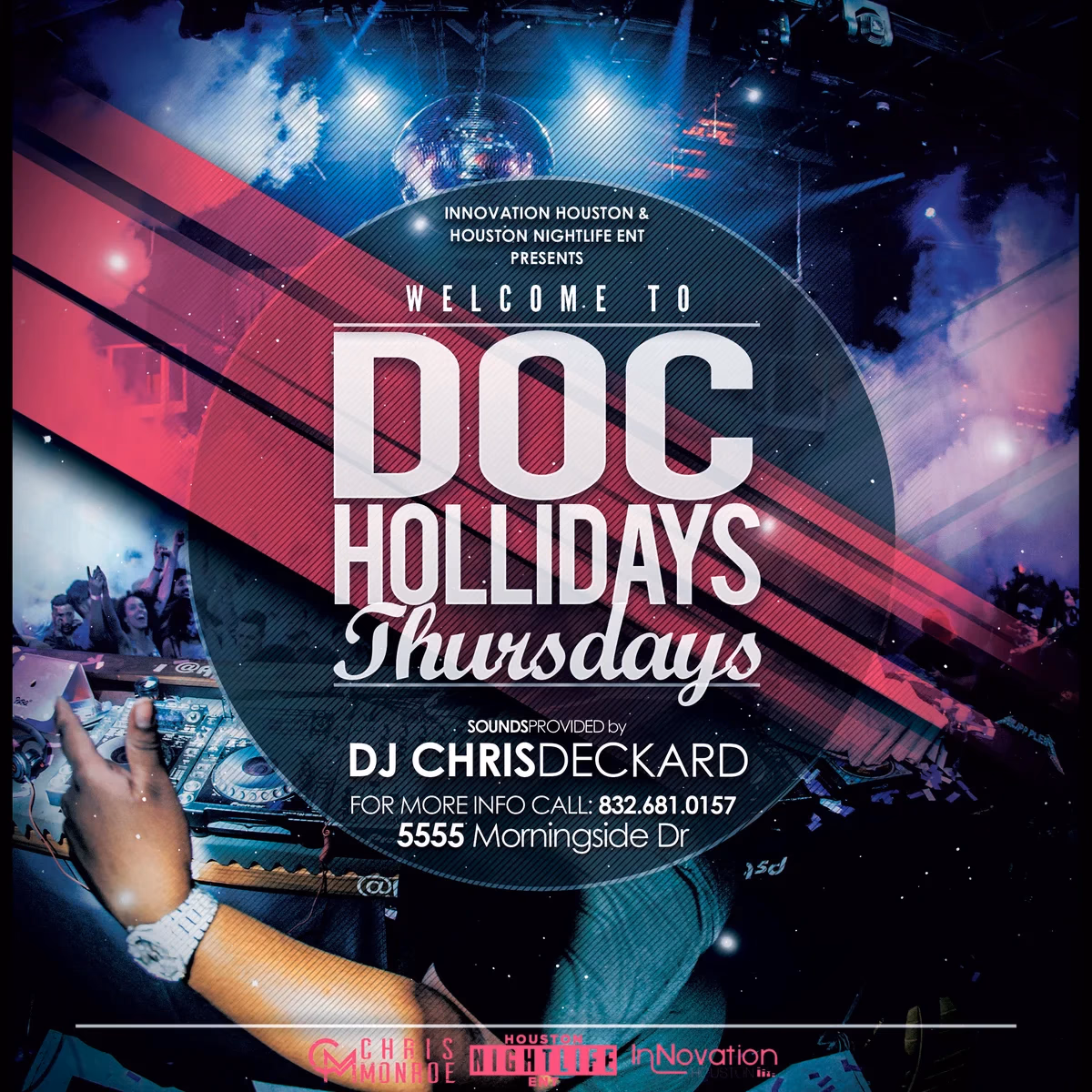 Doc Holliday's College Thursday night event flyer designed by Desque