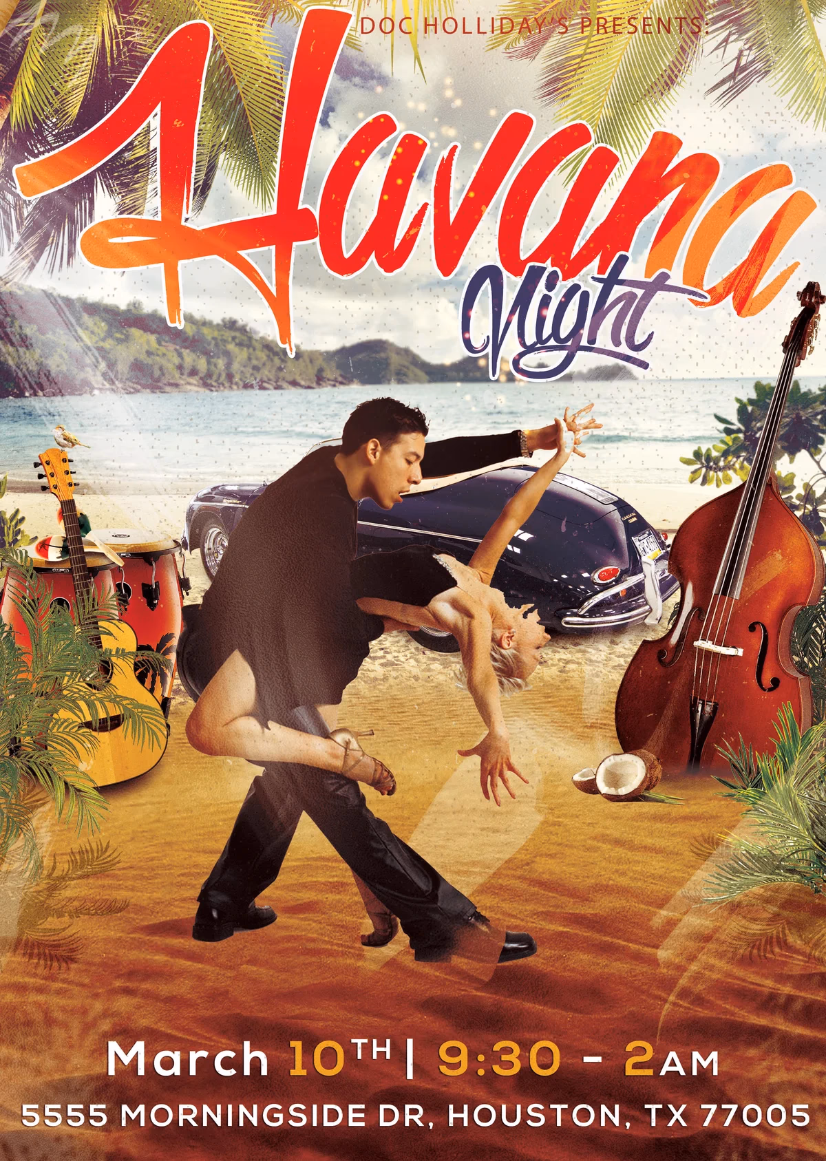 Doc Holliday's Havana night event flyer designed by Desque