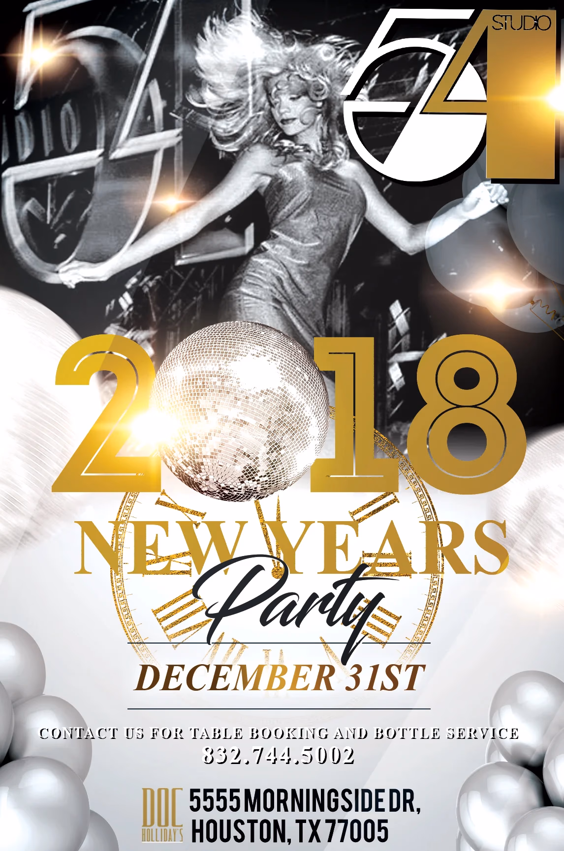 Doc Holliday's New Year's event flyer designed by Desque