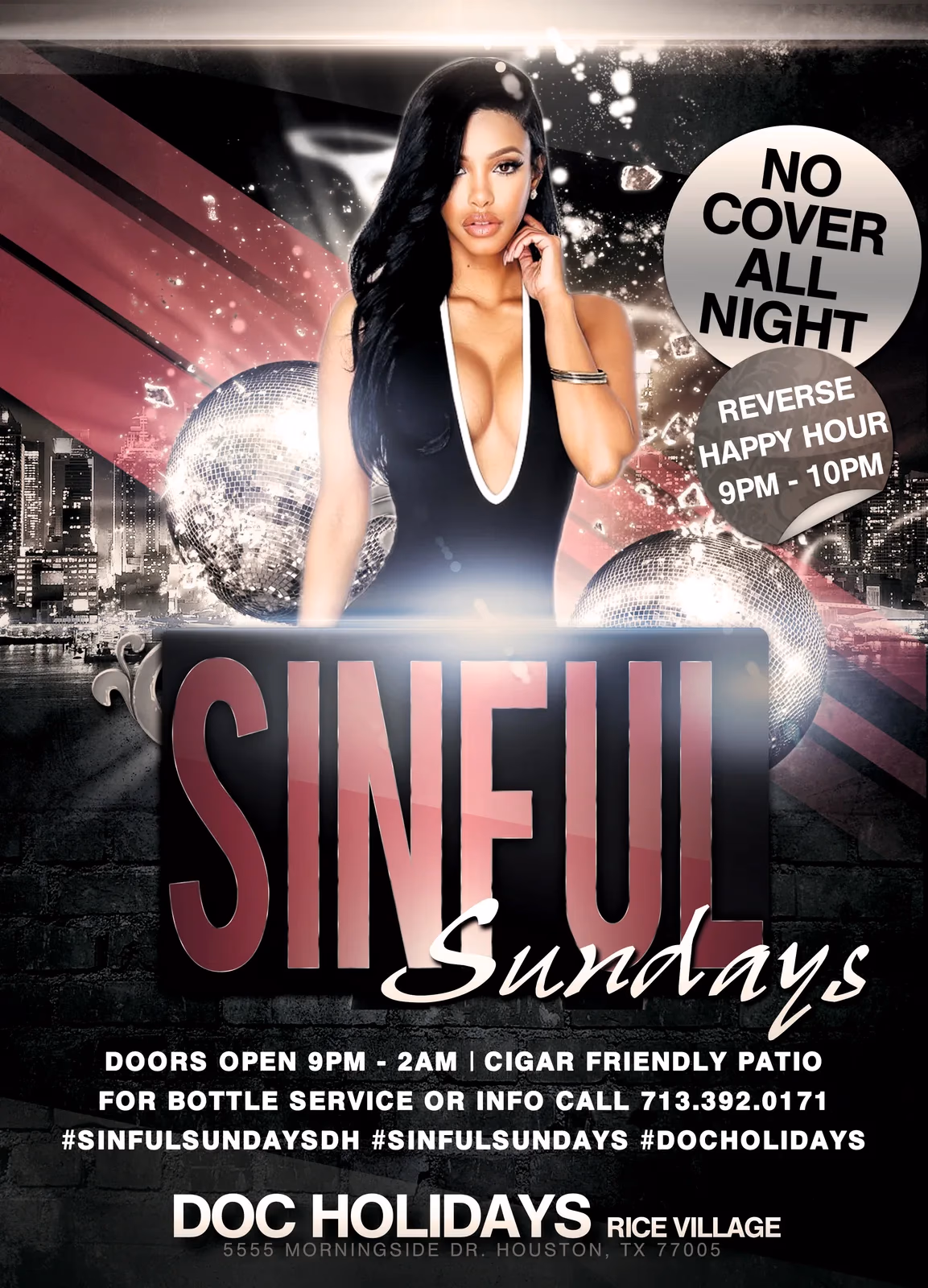 Doc Holliday's Sinful Sundays event flyer designed by Desque
