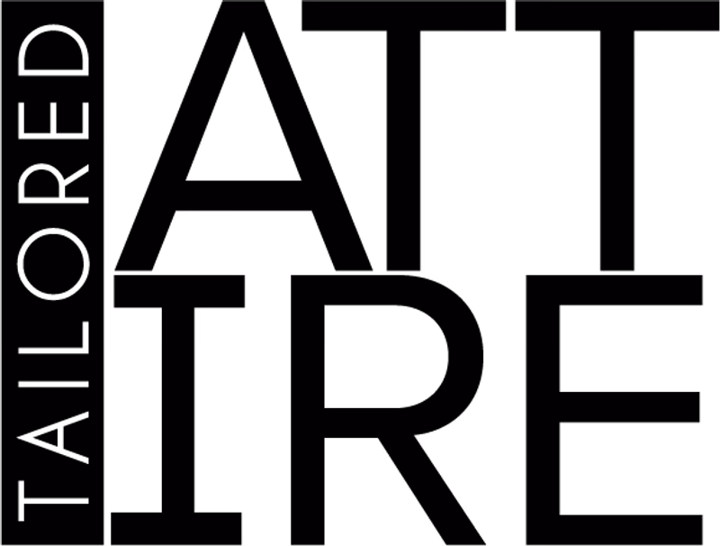 Tailored Attire full logo lockup in black designed by Desque, showing the vertically stacked wordmark composition