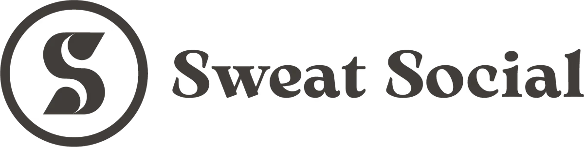 Sweat Social horizontal lockup dark single-color designed by Desque