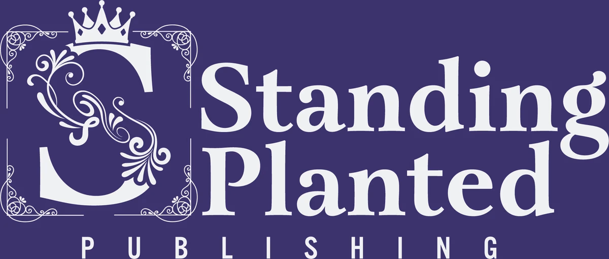 Standing Planted Publishing light full lockup on dark background designed by Desque