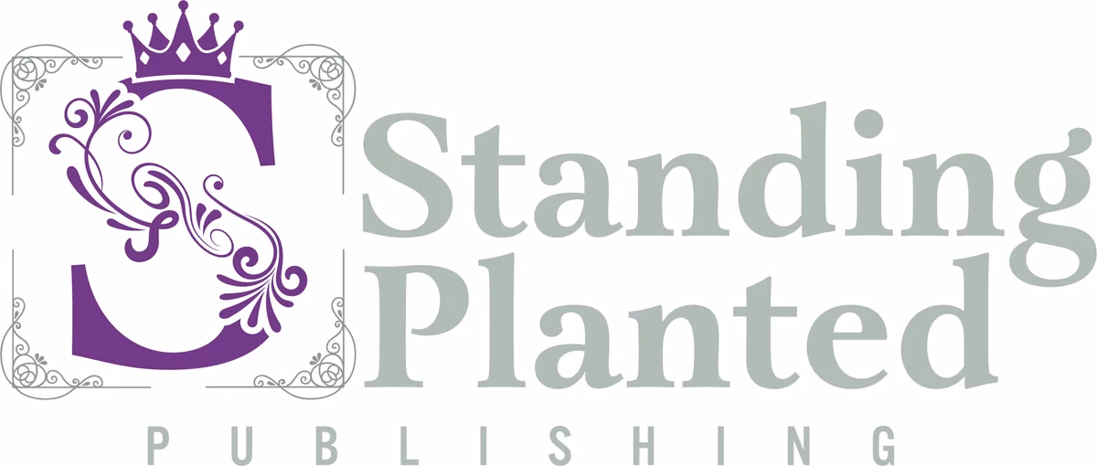 Standing Planted Publishing primary full lockup with crown and ornamental monogram designed by Desque