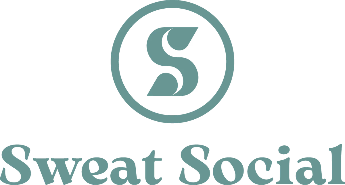 Sweat Social full vertical lockup primary colorway designed by Desque
