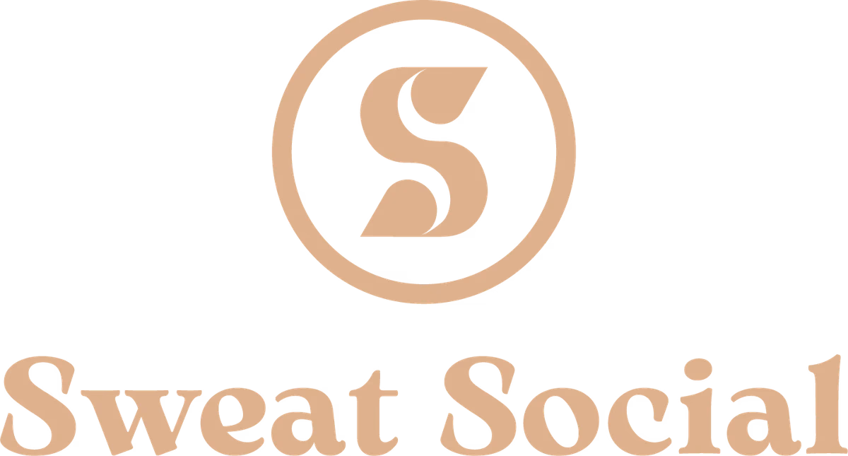 Sweat Social full vertical lockup secondary colorway designed by Desque