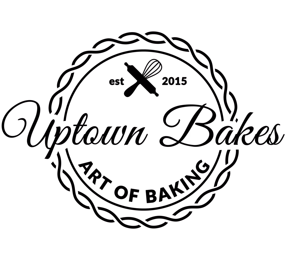 Uptown Bakes single-color black logo designed by Desque