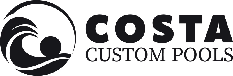 Costa Custom Pools single-color dark logo lockup designed by Desque