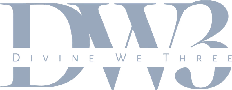Divine We Three dark single-color logo designed by Desque