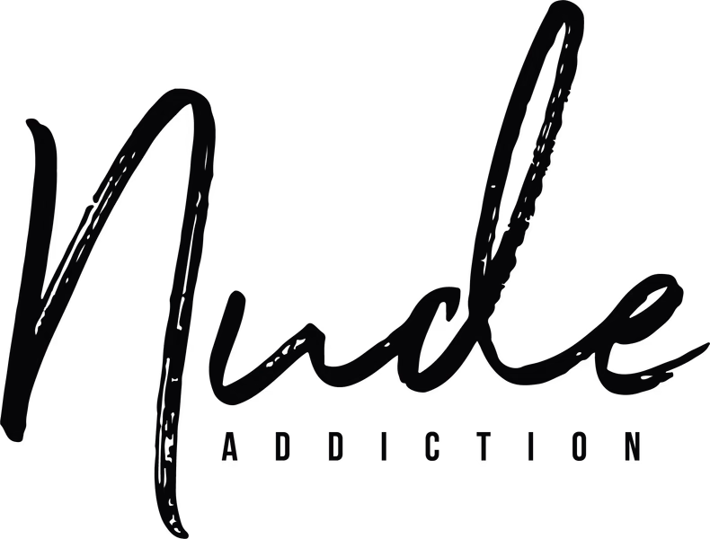 Nude Addiction black logo lockup designed by Desque