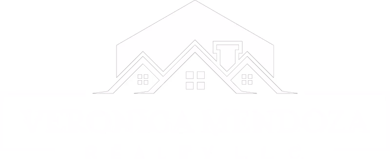 Veronica Mendoza Realty full lockup logo reverse white designed by Desque