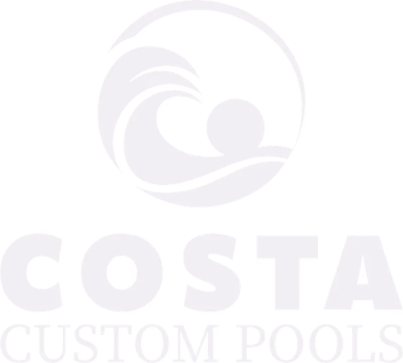 Costa Custom Pools reverse alternate logo lockup designed by Desque