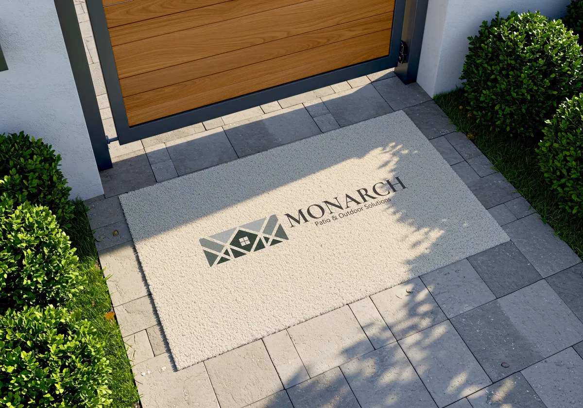 Monarch Patio and Outdoors branded apparel mockup, part of the identity system designed by Desque