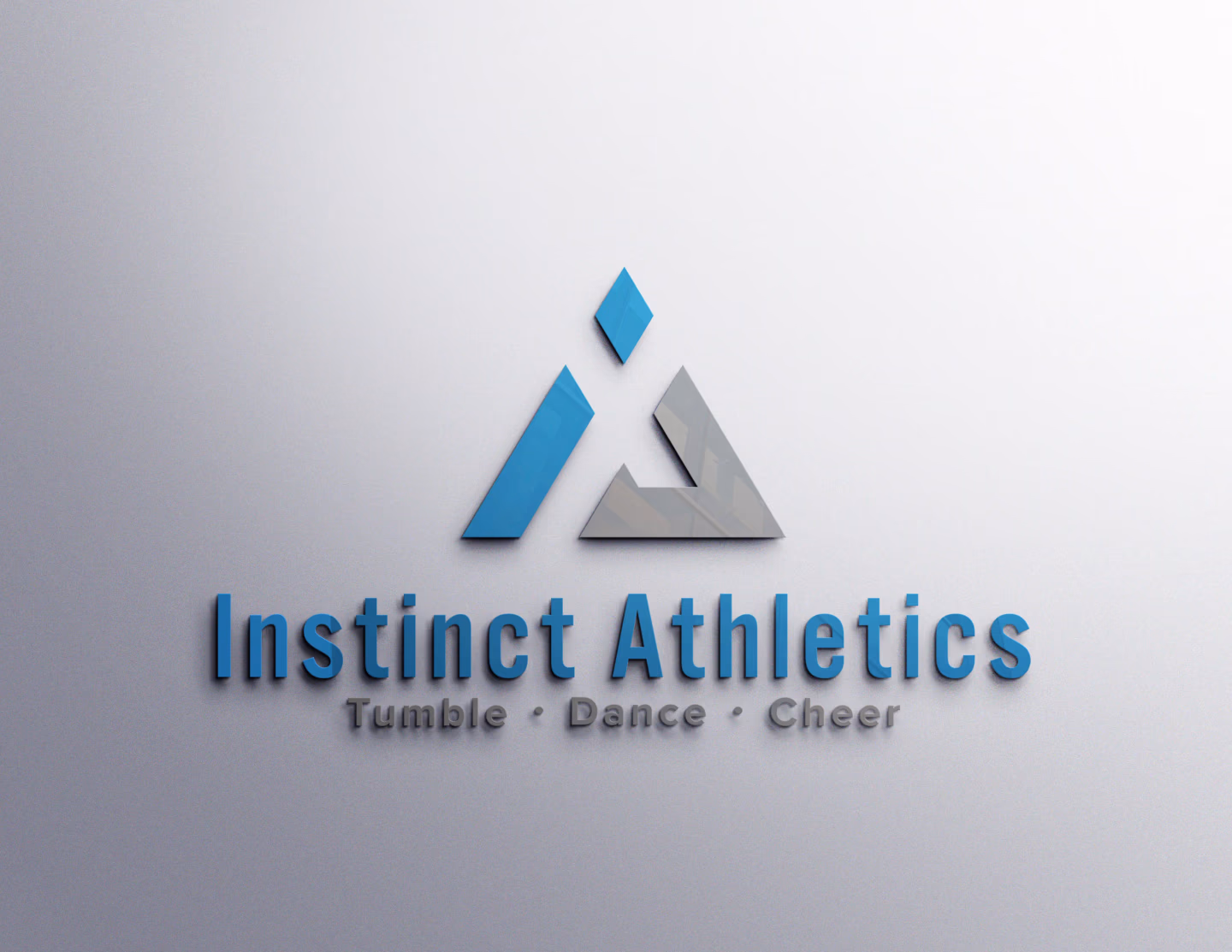 Instinct Athletics 3D dimensional logo render on wall surface designed by Desque