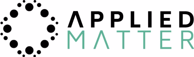 Applied Matter primary logo with teal accent designed by Desque