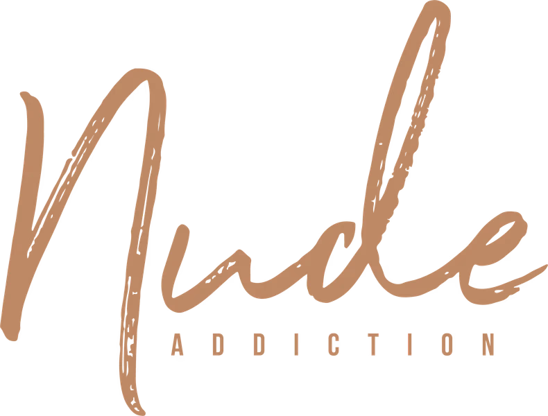 Nude Addiction primary nude-tone logo lockup designed by Desque