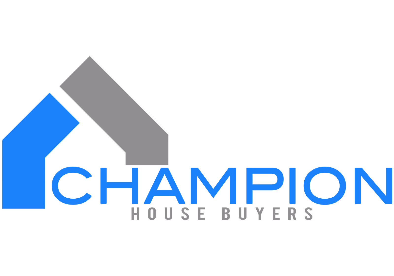 Champion House Buyers primary logo designed by Desque, showing blue house icon and wordmark