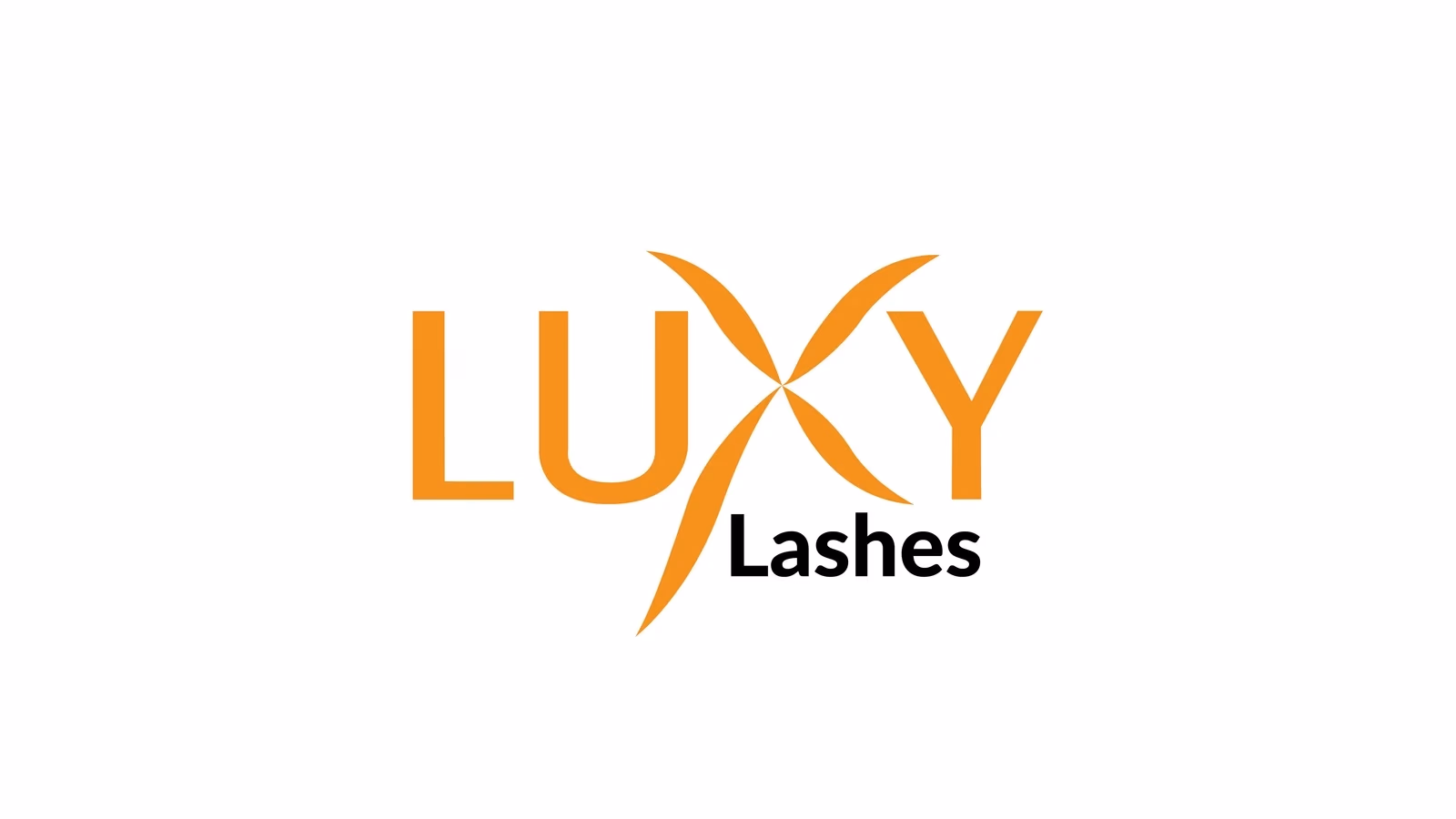 Luxy Lashes refined logo wordmark with stylized X element on white panel, designed by Desque