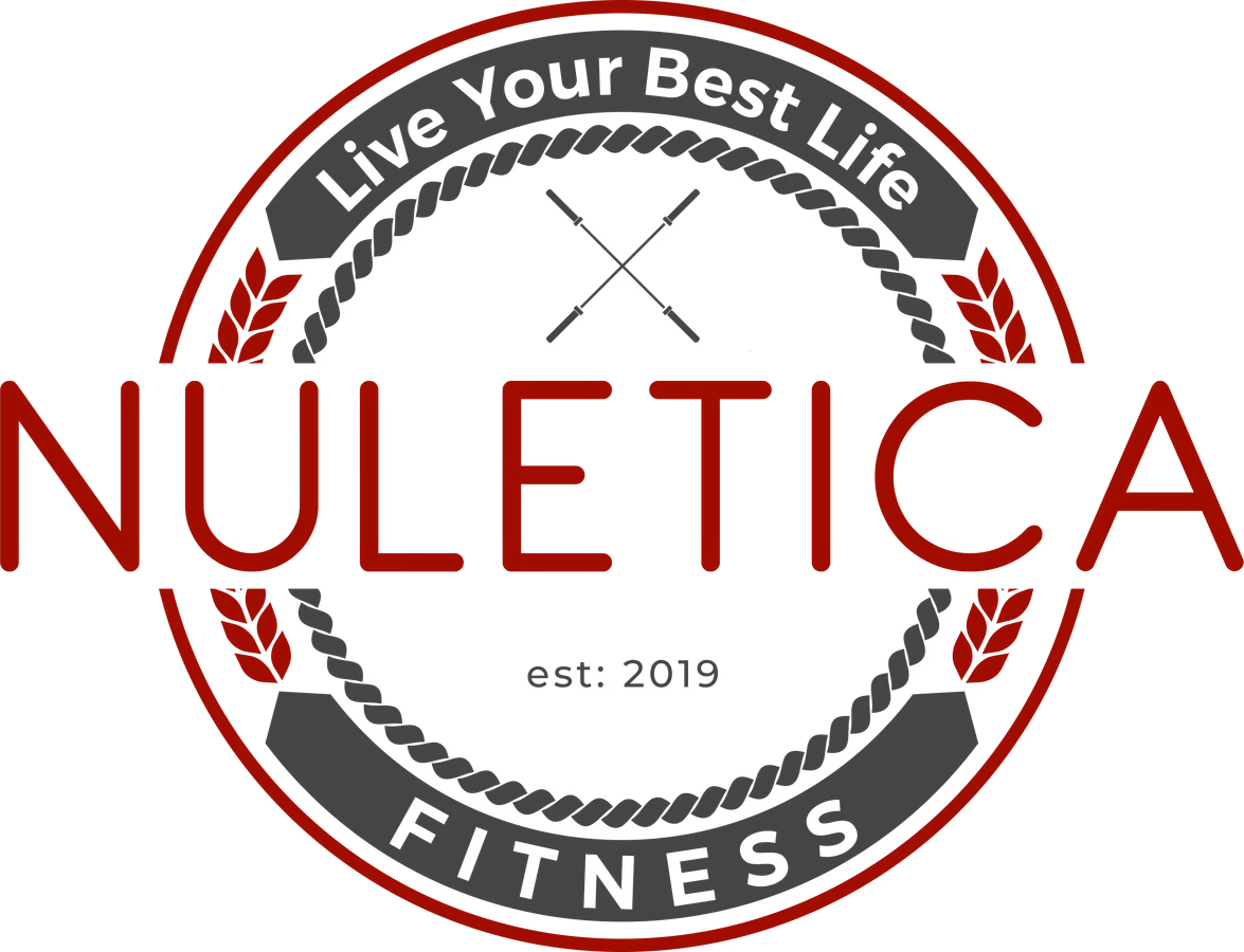 Nuletica Fitness primary logo badge designed by Desque