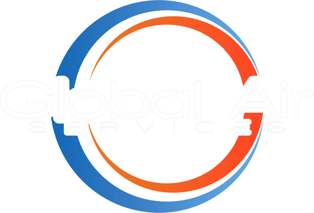 Global Air Services reverse white logo on dark background designed by Desque