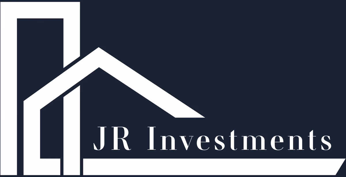 JR Investments reverse white logo on dark background designed by Desque