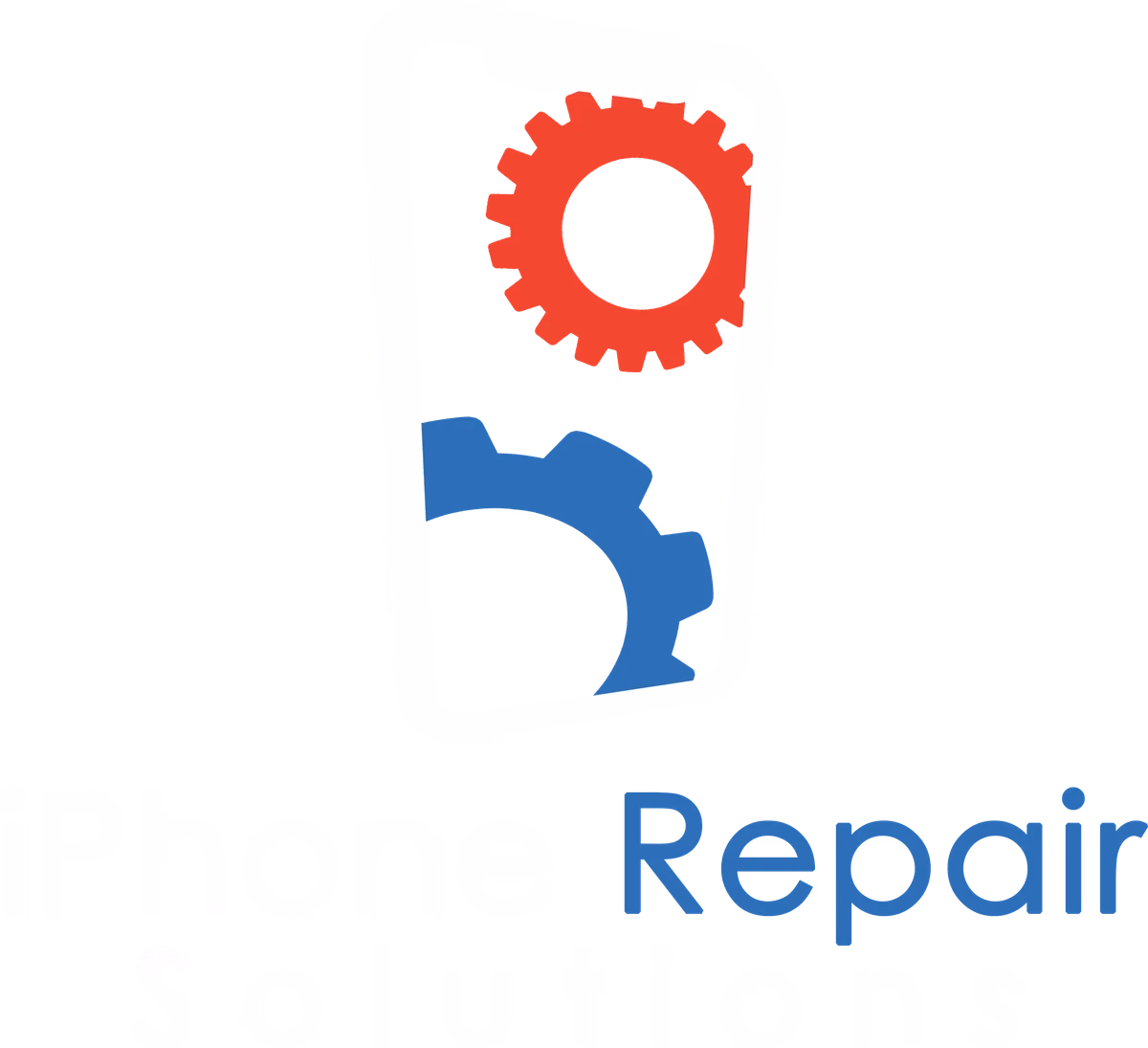 iPhone Repair Solutions reverse white logo on dark background designed by Desque