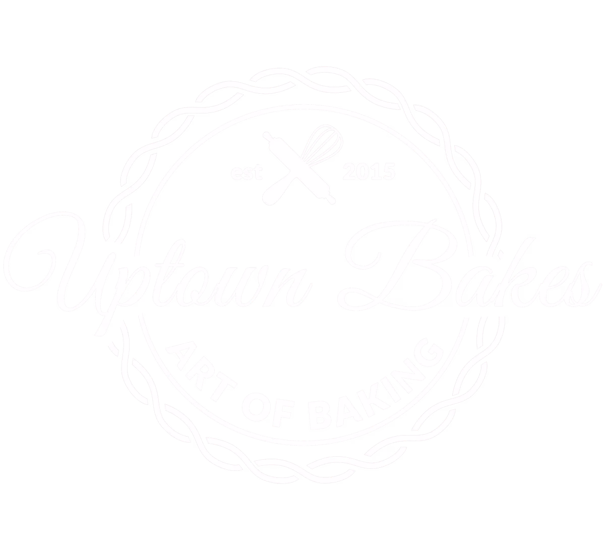 Uptown Bakes reversed white logo designed by Desque