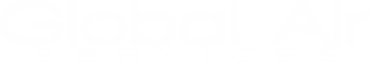 Global Air Services white reverse wordmark lockup designed by Desque