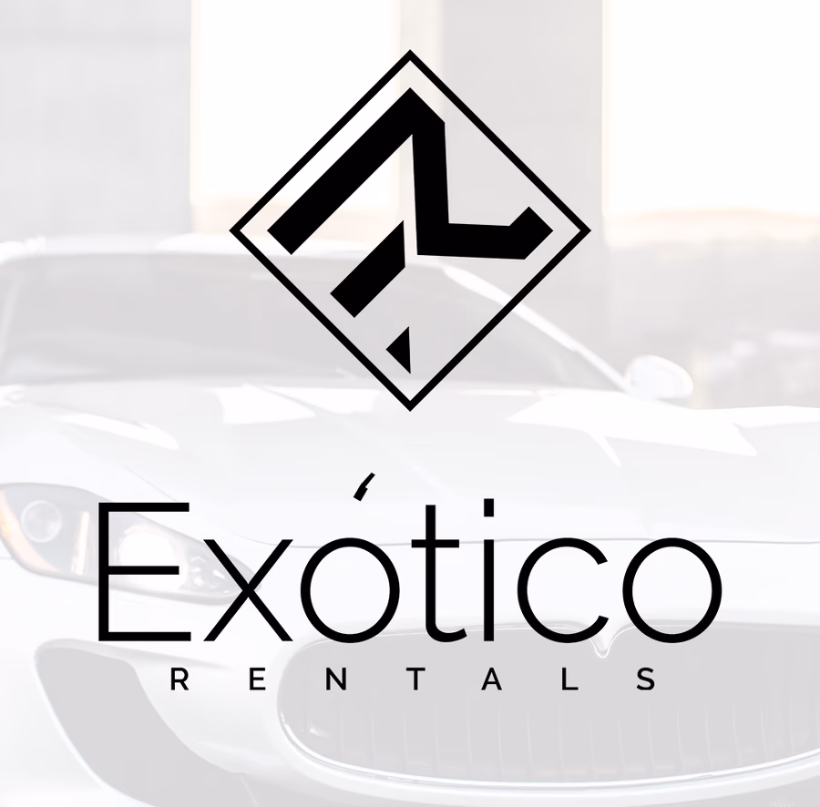 Exotico Rentals logo designed by Desque: the geometric ER monogram above the Exotico Rentals wordmark