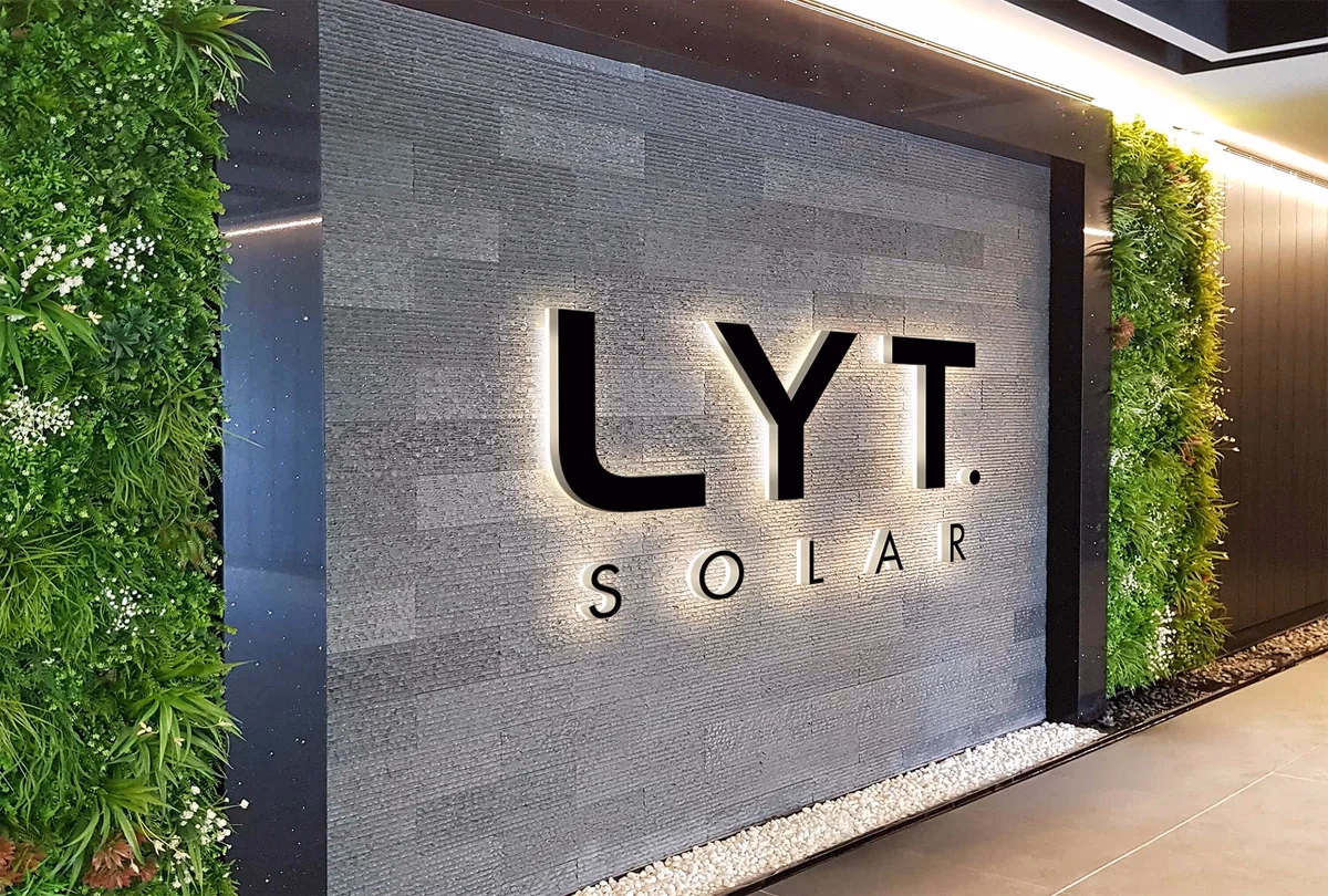 Lyt Solar illuminated interior signage designed by Desque