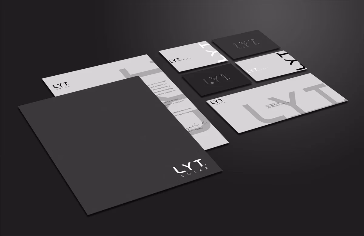 Lyt Solar corporate stationery suite designed by Desque